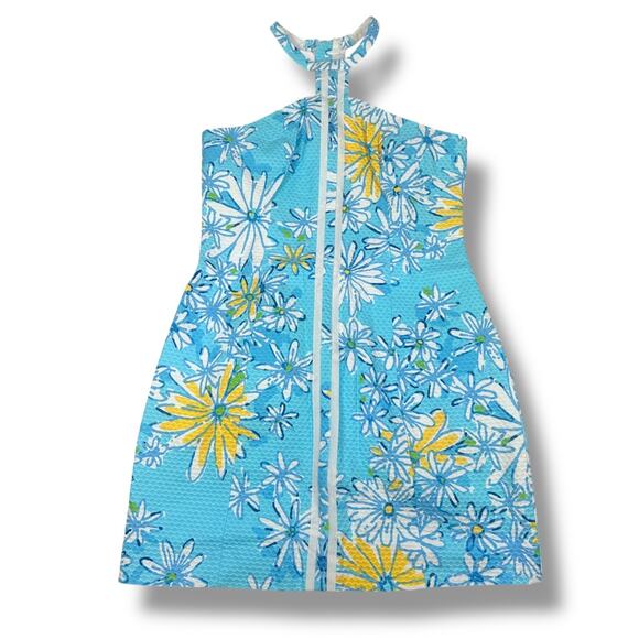 Lilly Pulitzer Shift Mini Dress Women’s 4 Blue Yellow Daisy Dance Sleeveless New - Picture 1 of 8